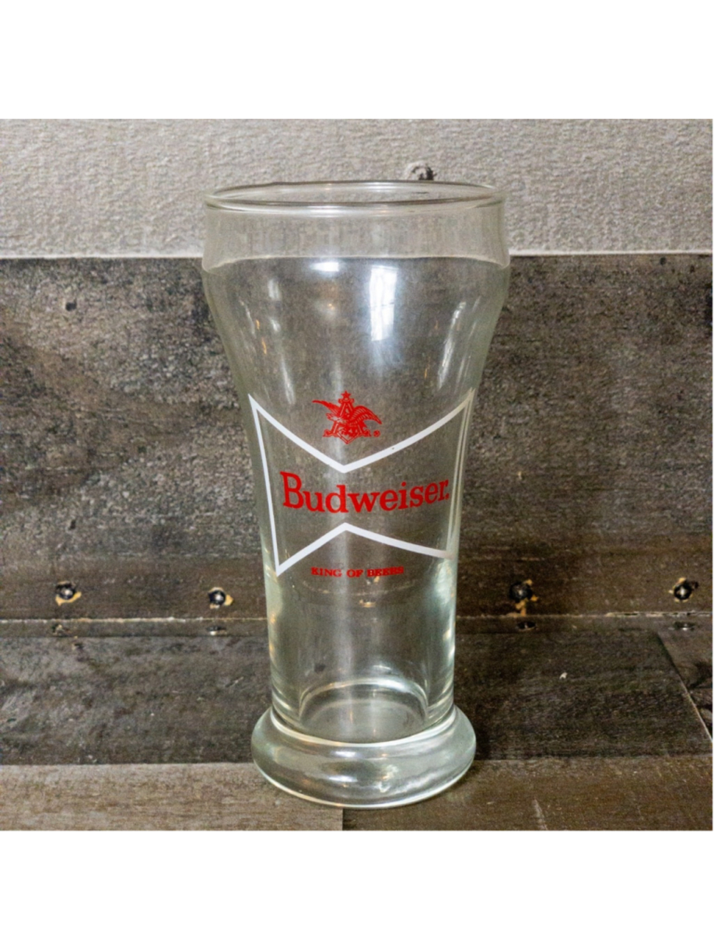 Vintage Budweiser Pilsner 5" Tall Red & White Bow Tie Logo 6 oz Drinking Glass